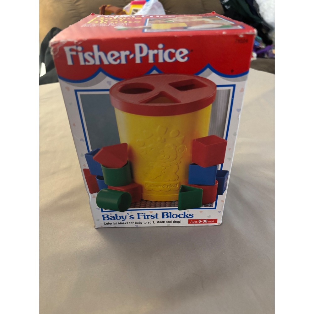 Fisher-Price Babys First Blocks Vintage 71024 Shape Sorter Toy Yellow Red Blue